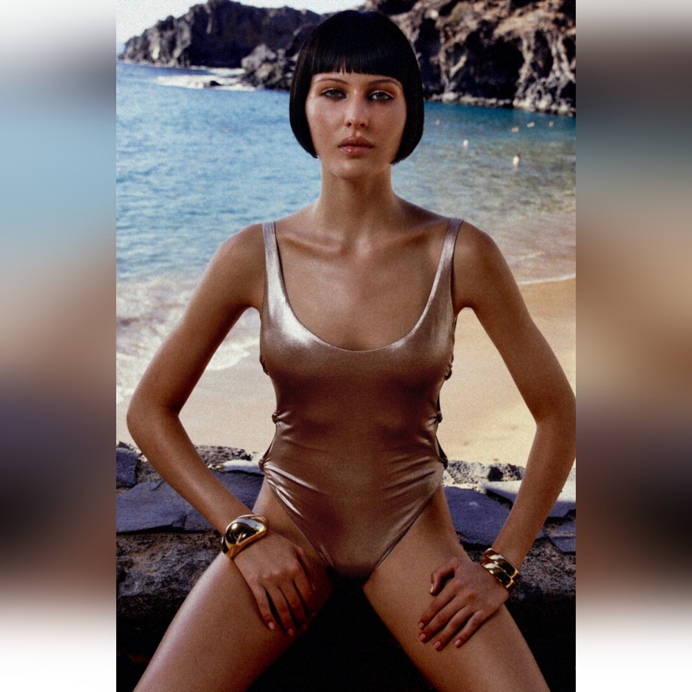 ZARA KNOTTED METALLIC SWIMSUIT